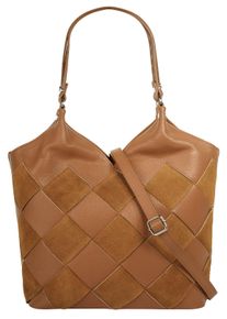 Samantha Look Damen Shopper, braun, Leder, Taschen, echt Leder, Made in Italy