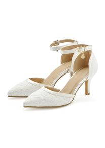 Lascana Damen Pumps "Slingpumps, Riemchenpumps mit Spitze und bequemer Absatzhöhe", Gr. 38, weiß, Obermaterial: 100% Synthetik. Futter: 100%