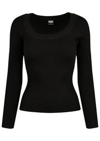 Urban Classics Damen Rundhalspullover "Urban Classics Damen Ladies Wide Neckline Sweater", schwarz, casual, Gr. XS, unifarben, 35% Viskose, 35%