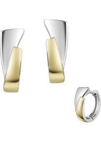 Firetti Damen Paar Creolen "Schmuck Geschenk Silber 925 Ohrschmuck Ohrringe bicolor 2-farbig", Silber 925 (Sterlingsilber), gold, Silber 925