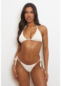 MODA MINX Damen Bikini-Hose "Scrunch Tie", beige, Gr. XS, unifarben, 97% Polyamid, 3% Elasthan, Badehosen, mit seitlicher Bindung