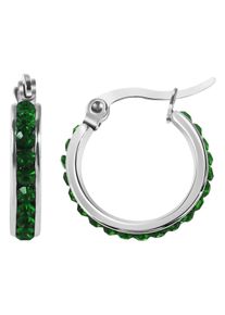 Adelia´s ADELIA ́S Damen Paar Creolen "Neuheit 2025 - Damen Creolen aus Edelstahl und Strass Ø 13 mm", Damen, Edelstahl, silber, Edelstahl, Ohrringe