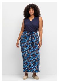 sheego Damen Maxikleid "Große Größen", blau, klassisch, Gr. 54, gemustert, Obermaterial: 95% Viskose (LENZING ECOVERO), 5% Elasthan, Kleider, in