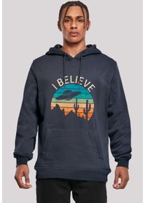 F4NT4STIC Herren Kapuzenpullover "I Believe UFO Alien Sonnenuntergang", blau, casual, Gr. XL, Obermaterial: 65% Baumwolle, 35% Polyester, Pullover,