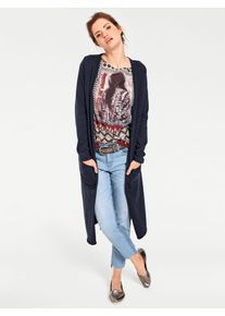 Heine Damen Longstrickjacke, blau, Gr. 48, unifarben, 100% Baumwolle, Strickjacken