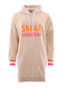 Zwillingsherz Damen Sweatkleid, beige, casual, Gr. LXL, unifarben, Sweatware, Obermaterial: 50% Baumwolle, 50% Polyester, Kleider, mit Kapuze,