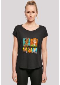 F4NT4STIC Damen T-Shirt "Long Cut T-Shirt 'Scooby Doo Group Frames'", schwarz, casual, Gr. XS, Obermaterial: 100% Baumwolle, Shirts, Damen,Premium