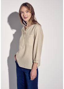 Street One Damen Klassische Bluse, beige, casual, Gr. 42, kariert, Web, 40% Baumwolle, 38% Polyester, 21% Viskose, 1% Elasthan, Blusen, mit 3/4 Ärmeln