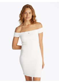 Tommy Jeans Damen Jerseykleid "TJW SMOCK BODYCON DRESS", beige, casual, Gr. M, unifarben, Jersey, Obermaterial: 95% Baumwolle, 5% Elasthan, Kleider,
