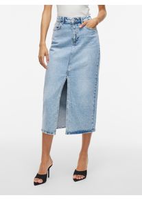 Vila Damen Jeansrock "VIJAF HW MIDI DENIM SKIRT-NOOS"light blau denim detail:wash lbd 065, modisch, Gr. 42, Denim/Jeans, Obermaterial: 99% Baumwolle,