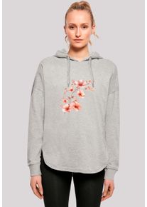 F4NT4STIC Damen Kapuzenpullover "Rosa Blumenzweig 3D", grau, casual, Gr. M, Obermaterial: 100% Baumwolle, Pullover, Premium Qualität