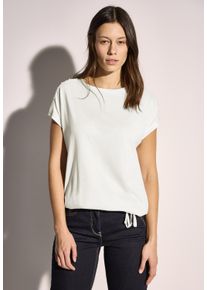 Cecil Damen T-Shirt, weiß, Basic, Gr. L, unifarben, Web, Stoff, 50% Baumwolle, 50% Modal, Shirts, mit Tunnelzug am Saum
