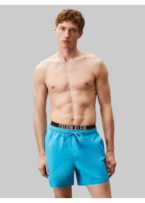 Herren Badeshorts "MEDIUM DOUBLE WB"bash blau, casual, Gr. XXL, Calvin Klein Swimwear, unifarben, Polyester, Badehosen, mit Logo