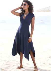 Beach Time BEACHTIME Damen Sommerkleid, blau, feminin, Gr. 38, unifarben, Jersey, Obermaterial: 95% Viskose, 5% Elasthan, Kleider, mit Zipfelsaum und Schleife,
