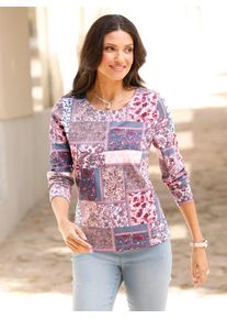 Classic Basics Damen Rundhalsshirt "Rundhals-Shirt", bunt, Gr. 42, gemustert, mehrfarbig, 100% Baumwolle, Shirts
