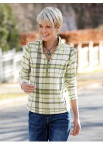 Casual Looks Damen Fleeceshirt "Fleece-Shirt", grün, Gr. 46, gemustert, kariert, mehrfarbig, 100% Polyester, Shirts