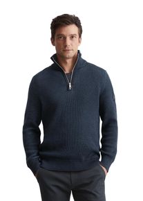 Marc O'Polo MARC O'POLO Herren Troyer "aus reiner Bio-Baumwolle", blau, casual, Gr. S, unifarben, Obermaterial: 100% Baumwolle, Pullover