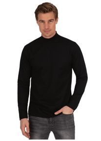 TRIGEMA Herren Longsleeve "TRIGEMA Langarm Shirt mit Stehkragen", schwarz, Basic, Gr. L, 100% Baumwolle, Shirts
