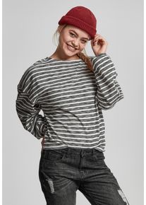 Urban Classics Damen Sweater "Urban Classics Damen Ladies Oversize Stripe Pullover", schwarz-weiß, Gr. M, 65% Polyester, 35% Baumwolle, Sweatshirts