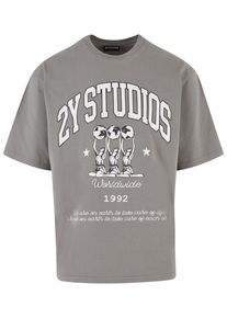 2Y STUDIOS Herren T-Shirt "2Y Studios Herren 2Y Globus Oversize Tee", grau, casual, Gr. M, bedruckt, 100% Baumwolle, Shirts