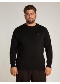 Tommy Hilfiger Big & Tall Herren Rundhalspullover "BT-ESSENTIAL COTTON CREW NECK-B", schwarz, casual, Gr. XXXL, TOMMY HILFIGER BIG & TALL, unifarben, Strick, Obermaterial: