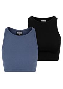 Urban Classics Herren Muskelshirt "Urban Classics Damen Ladies Cropped Rib Top 2-Pack", blau, casual, Gr. M, unifarben, 97% Baumwolle, 3% Elasthan,