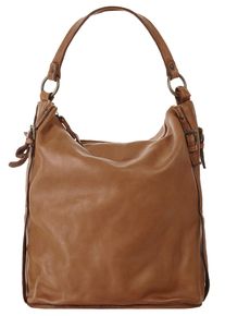 CLUTY Damen Umhängetasche, braun, Leder, Strukturmuster, Taschen, echt Leder, Made in Italy