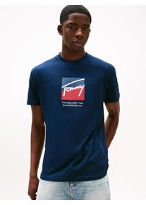 Tommy Jeans Herren T-Shirt "TJM REG RWB DNA TEE", blau, casual, Gr. XXL, Single Jersey, Obermaterial: 100% Baumwolle, Shirts