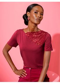 CRÉATION L CREATION L Damen Kurzarmshirt "Kurzarm-Shirt", rot, Gr. 40, unifarben, 95% Modal, 5% Elasthan, Shirts