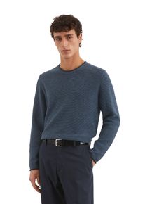 Marc O'Polo MARC O'POLO Herren Rundhalspullover "aus Bio-Baumwoll-Leinen-Mix", grau, casual, Gr. L, gestreift, Obermaterial: 88% Baumwolle, 12% Leinen, Pullover