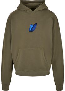 MisterTee Herren Sweatshirt "MisterTee Unisex Le Papillon Heavy Oversize Hoody", grün, Gr. S, bedruckt, 100% Baumwolle, Sweatshirts