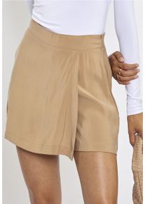FRESHLIONS Damen Sommerrock, beige, casual, Gr. L, unifarben, 85% Modal, 15% Polyester, Röcke, mit lässiger Beinfalte