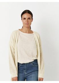 Toni Damen Cardigan "Hilla", weiß, casual, Gr. S, unifarben, Strick, Obermaterial: 100% Baumwolle, Strickjacken, in offener Form aus Lochstrick