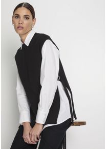 HECHTER PARIS Damen Pullunder, schwarz, feminin, Gr. 44, unifarben, Strick, Obermaterial: 50% Baumwolle, 50% Polyacryl, Pullover, mit Seitenschnallen