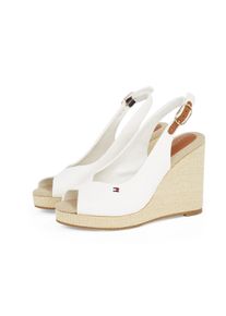 Tommy Hilfiger Damen High-Heel-Sandalette "FLAG HIGH WEDGE ESPAD SLINGBACK", Gr. 41, braun, Baumwolle, modisch, Schuhe, Sommerschuh, Partyschuh,
