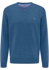 Fynch-Hatton Herren Strickpullover "Fynch-Hatton Pullover mit V-Kragen", blau, casual, Gr. XL, unifarben, Strick, Obermaterial: 100% Baumwolle,