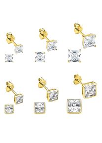 Bruno Banani Damen Ohrstecker-Set "Mulitpack Schmuck Geschenk Silber 925 Ohrschmuckset", Silber 925 (Sterlingsilber), gold, Silber 925