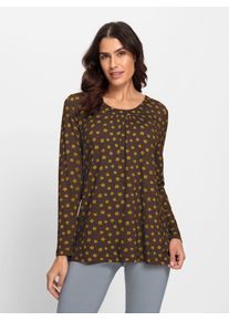 Inspirationen Damen Tunikashirt "Tunikashirt", gelb, Gr. 40, geblümt, gemustert, mehrfarbig, bedruckt, 95% Viskose, 5% Elasthan, Shirts