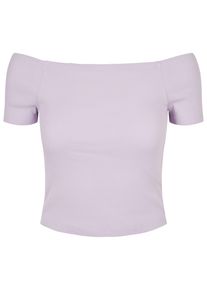 Urban Classics Herren T-Shirt "Urban Classics Damen Ladies Off Shoulder Rib Tee", lila, casual, Gr. 5XL, unifarben, 97% Baumwolle, 3% Elasthan, Shirts