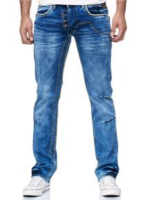Rusty Neal Herren Straight-Jeans "RUBEN 30", blau, casual, Gr. 30, unifarben, 99% Baumwolle, 1% Elasthan, Jeans, mit angesagten Ziernähten
