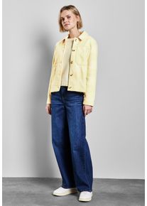 Street One Damen Kurzjacke, gelb, casual, Gr. 42, Jacquardmuster, Stoff, Obermaterial: 90% Polyester, 10% Wolle; Futter: 100% Polyester, Jacken, mit