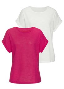 Vivance Damen T-Shirt "aus bügelfreiem Strukturstrick", orange, Basic, Gr. 36, Strukturmuster, unifarben, Strick, Obermaterial: 65% Polyester