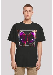 F4NT4STIC Herren T-Shirt "Pink Schmetterling OVERSIZE TEE", schwarz, casual, Gr. XXL, Obermaterial: 100% Baumwolle, Shirts, Print