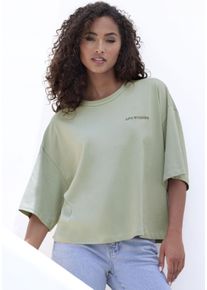 Damen Oversize-Shirt "mit hochwertiger Logostickerei", grün, casual, Gr. S, Copenhagen Studios, unifarben, Single Jersey, Obermaterial: 100%