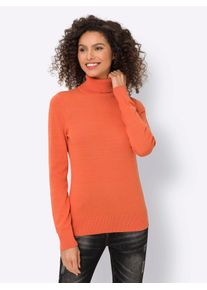 Heine Damen Rollkragenpullover "Rollkragen-Pullover", orange, Gr. 42, unifarben, 100% Baumwolle, Pullover