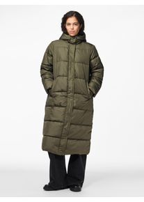Pieces Damen Steppmantel "PCMADDIE LONG PUFFER JACKET NOOS BC", grün, modisch, Gr. S, unifarben, Steppware, Obermaterial: 100% Polyester, Mäntel