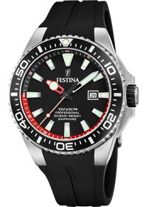 Festina Taucheruhr "Diver Collection", schwarz, Armbanduhren, Armbanduhr, Quarzuhr, Herrenuhr, Edelstahlarmband, Datum, Saphirglas