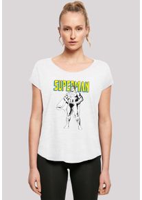 F4NT4STIC Damen T-Shirt "DC Comics Superman", weiß, casual, Gr. L, Obermaterial: 100% Baumwolle, Shirts, Damen,Premium Merch,Lang,Longshirt,Bedruckt