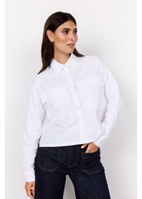 soyaconcept Damen Hemdbluse "SC-NETTI 96", weiß, modisch, Gr. XL, unifarben, Web, Obermaterial: 53% Polyester, 47% Baumwolle, Blusen