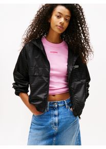 Tommy Jeans Damen Windbreaker "TJW JACQUARD WINDERBREAKER", schwarz, casual, Gr. XS, unifarben, Web, Obermaterial: 100% Polyamid, Jacken
